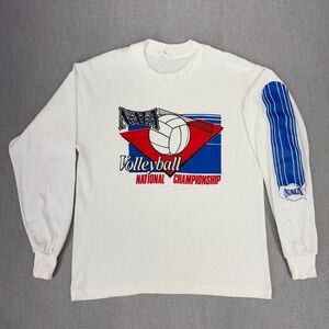 Vintage 80s NAIA Volleyball T-Shirt Mens L National Championship Long Sleeve USA